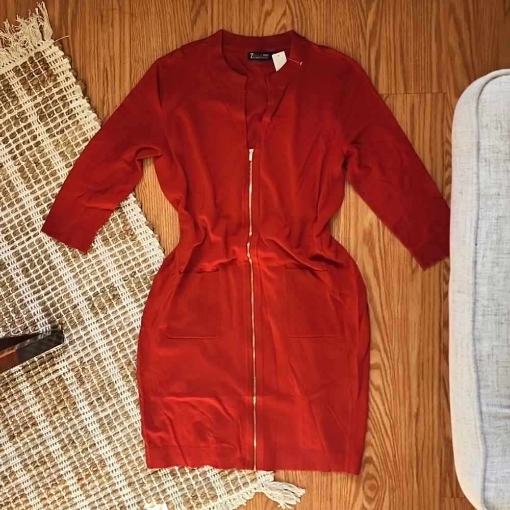 NY & Co Zip-Front Sweater Sheath Dress - 7th Ave